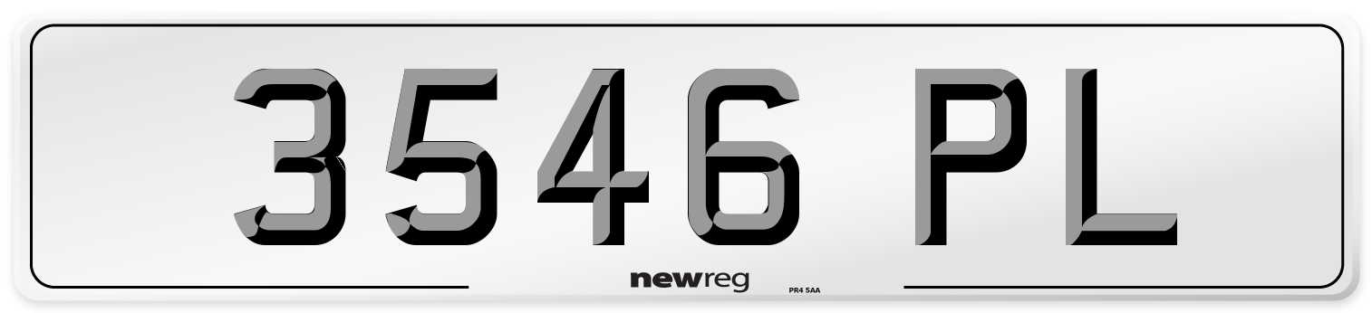 3546 PL Number Plate from New Reg